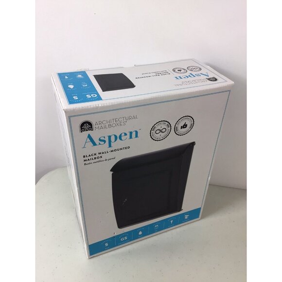 Aspen Mailbox Black Metal Wall Mount New - Picture 2 of 6